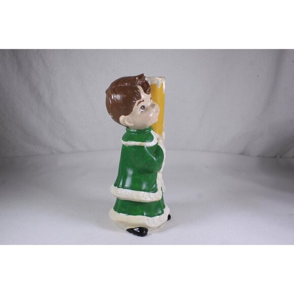 1970s ceramic Christmas candlestick holder, child caroller in green candle - Picture 2 of 9